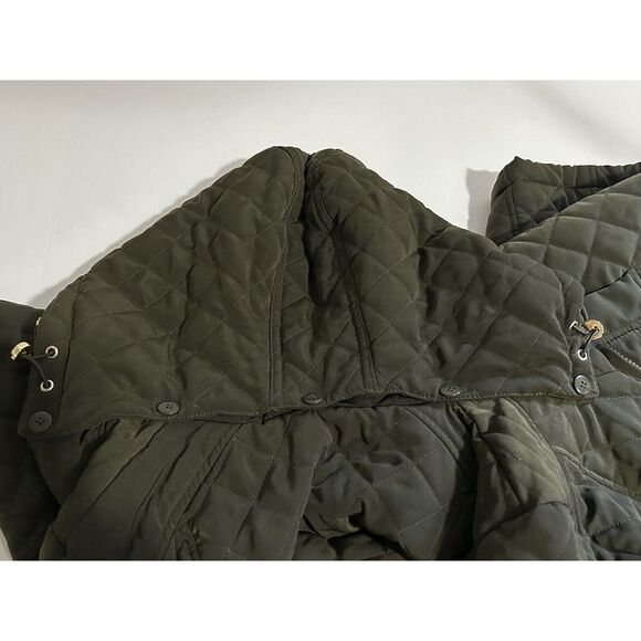 Laundry Shelli Segal Quilted Coat Women’s Medium Detachable Hood Green + Stain** - Picture 4 of 16